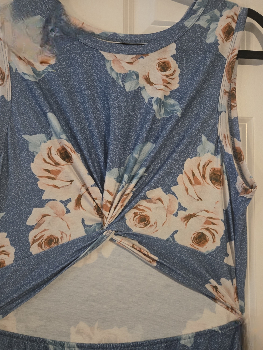 Blue Floral Twist-Front Women's Dress